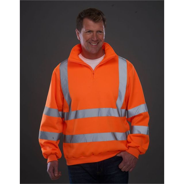 Model wearing Yoko Hi Vis 1/4 Zip Sweatshirt