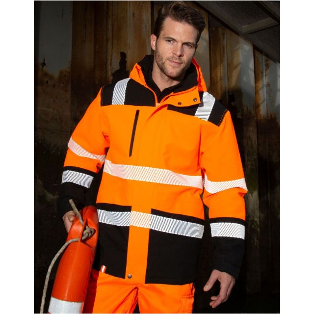 Model wearing Result Safe-Guard Extreme Tech Printable Softshell Safety Coat