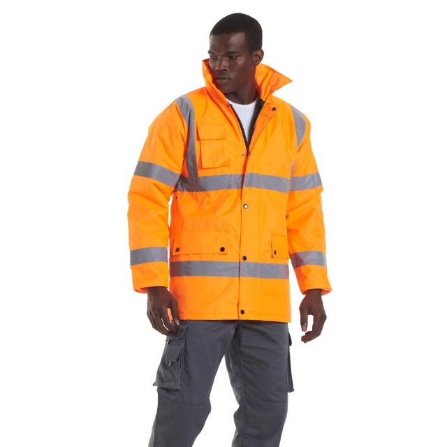 Model wearing Uneek Road Safety Jacket