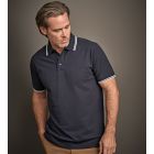 Model wearing Mens Luxury Stripe Stretch Polo