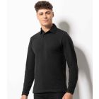 Model wearing Men Long Sleeve Stretch Polo Shirt