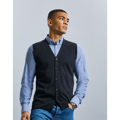 Mens knitted sleeveless cardigan hotsell