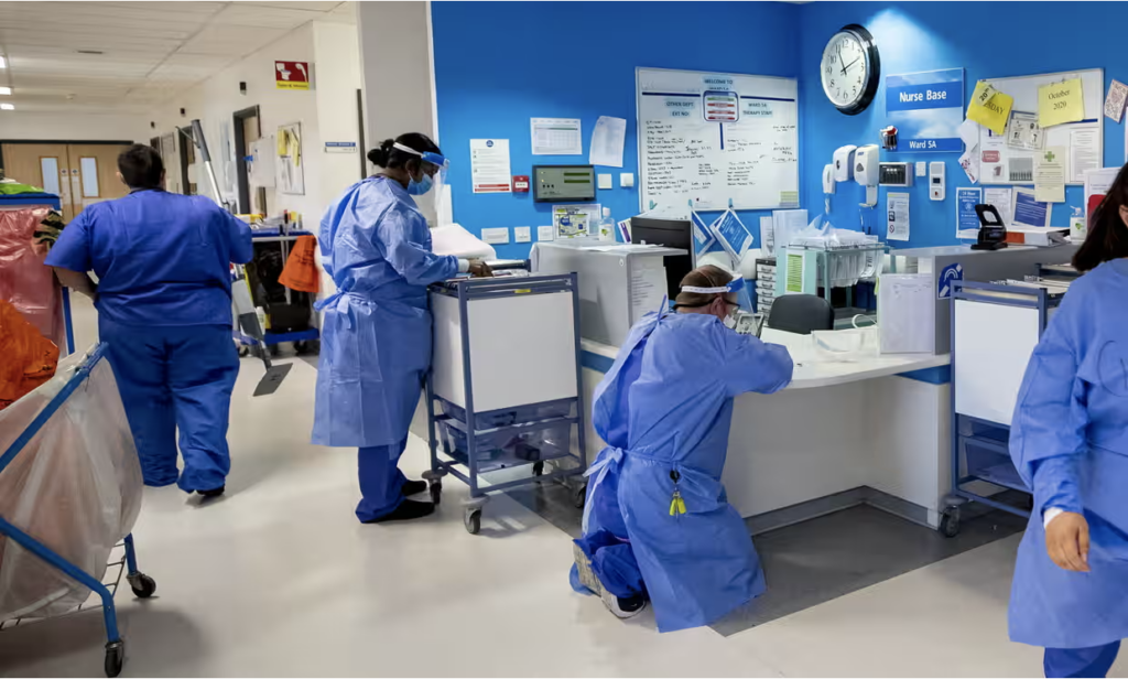 UK Healthcare workers wearing PPE