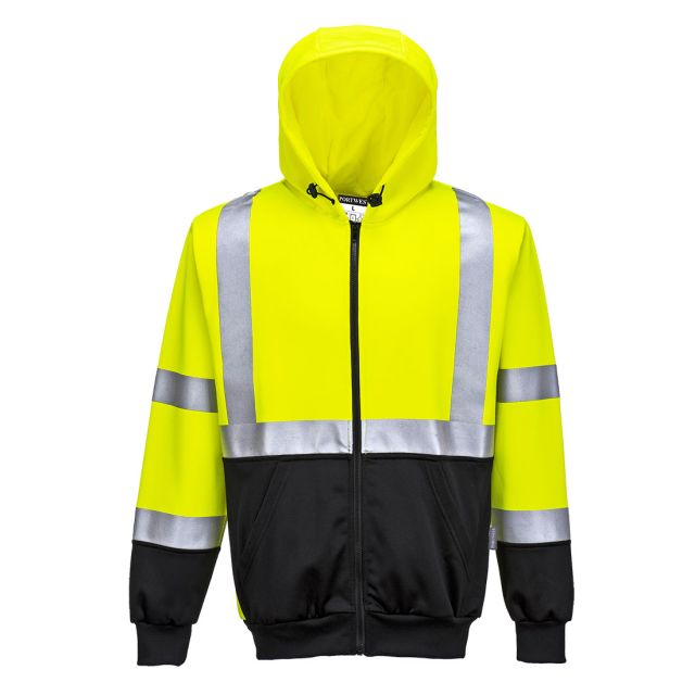 Portwest Contrast Hi Vis Zipped Hoodie