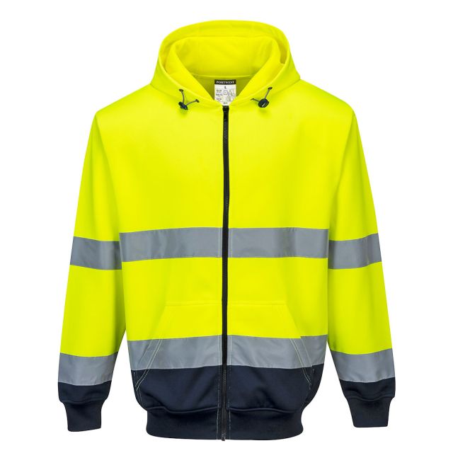 Contrast Zipped Hi Vis Hoodie